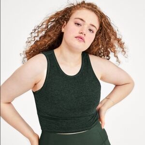Girlfriend Collective Heather Green Tank Cropped Tee